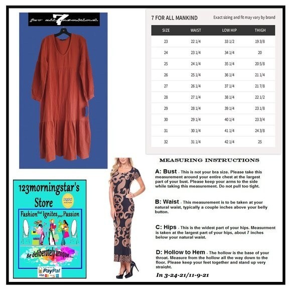 7 For All Mankind NEW Prairie Boho Tiered V-Neck Maxi Dress S - Picture 11 of 11